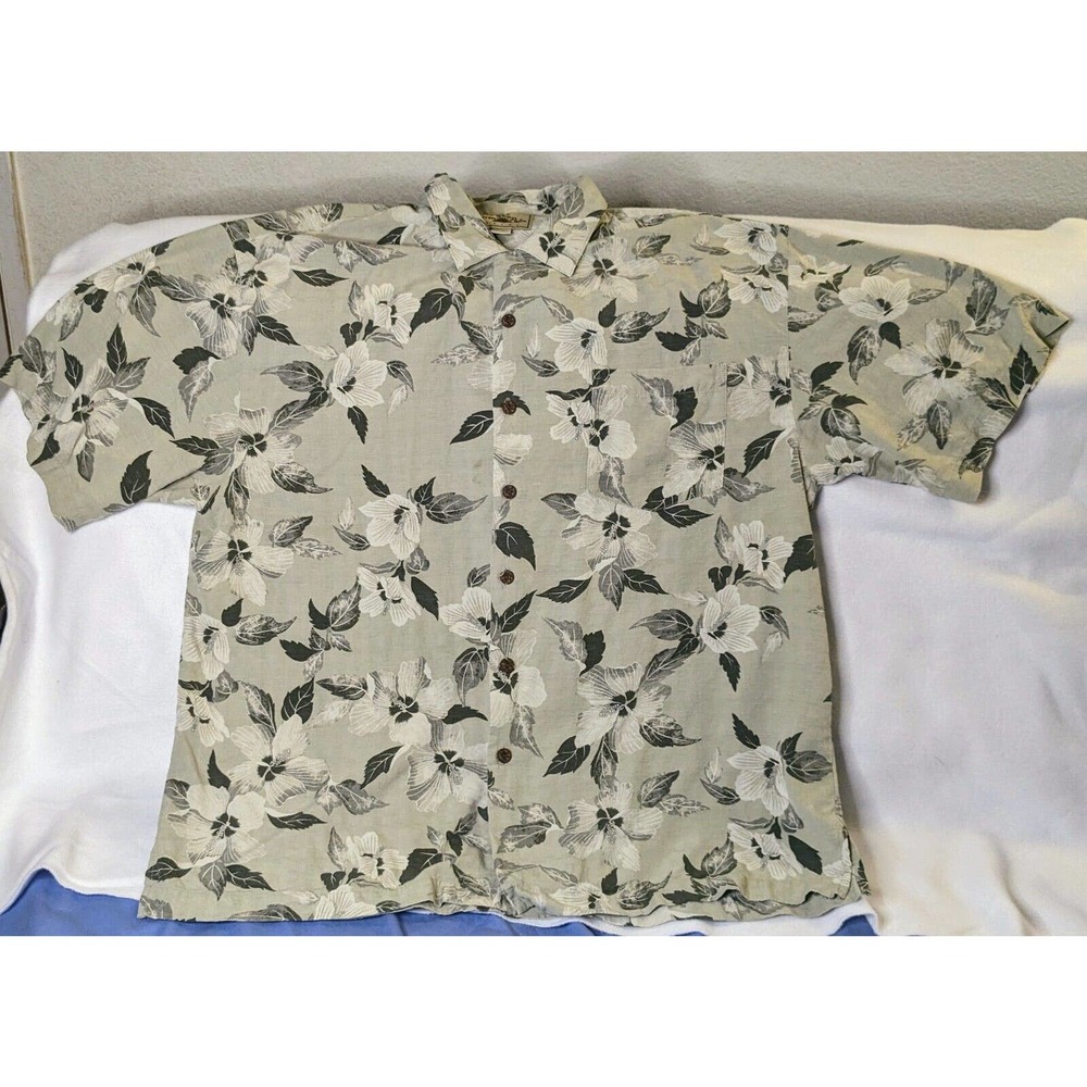 Seven Palm Shirt Men's 2XL Tropical Hawaiian Style 100% Silk Button Down